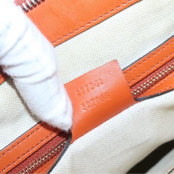 SOLD 🛑 GUCCI GG Canvas Sherry Line Hand Bag 2way Blue Beige Orange - Picture 12 of 17